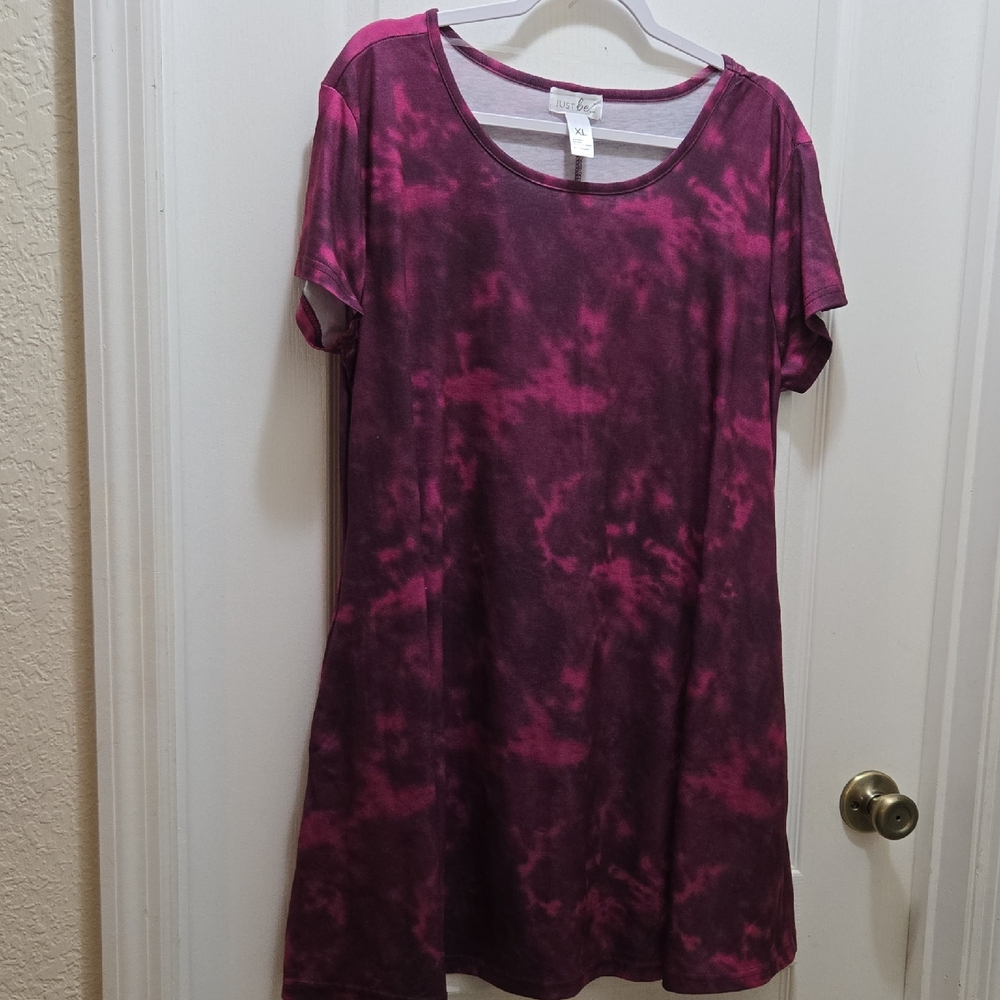 Pink and Purple Tie-Dye T-Shirt Dress